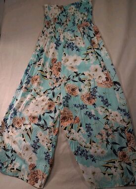 Cotton-on Floral Tropical Wide Leg Pants Boho Loungewear Size SP Elastic Waist